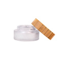 frosted 40ml face cream glass jar with bamboo wood cap